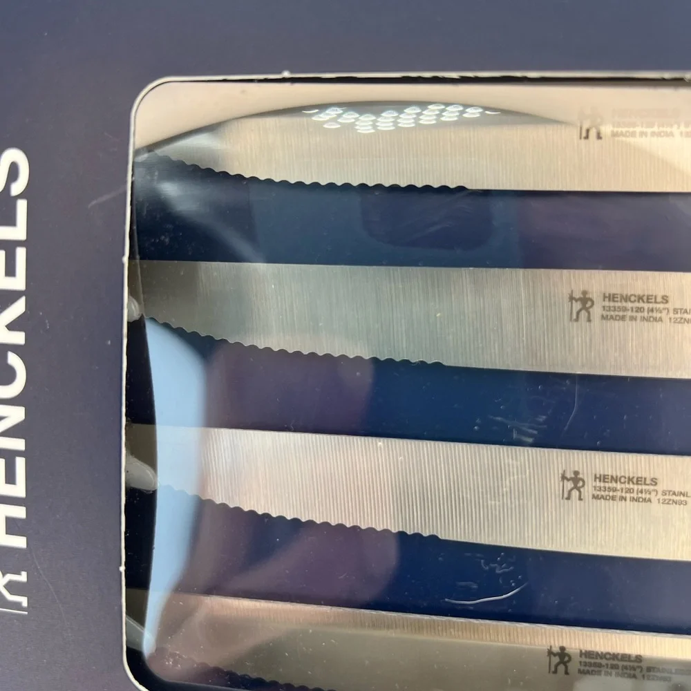 Henckels 4-pc Steak Knife Set, Stamped Blade, Stainless Steel, Dishwasher Safe